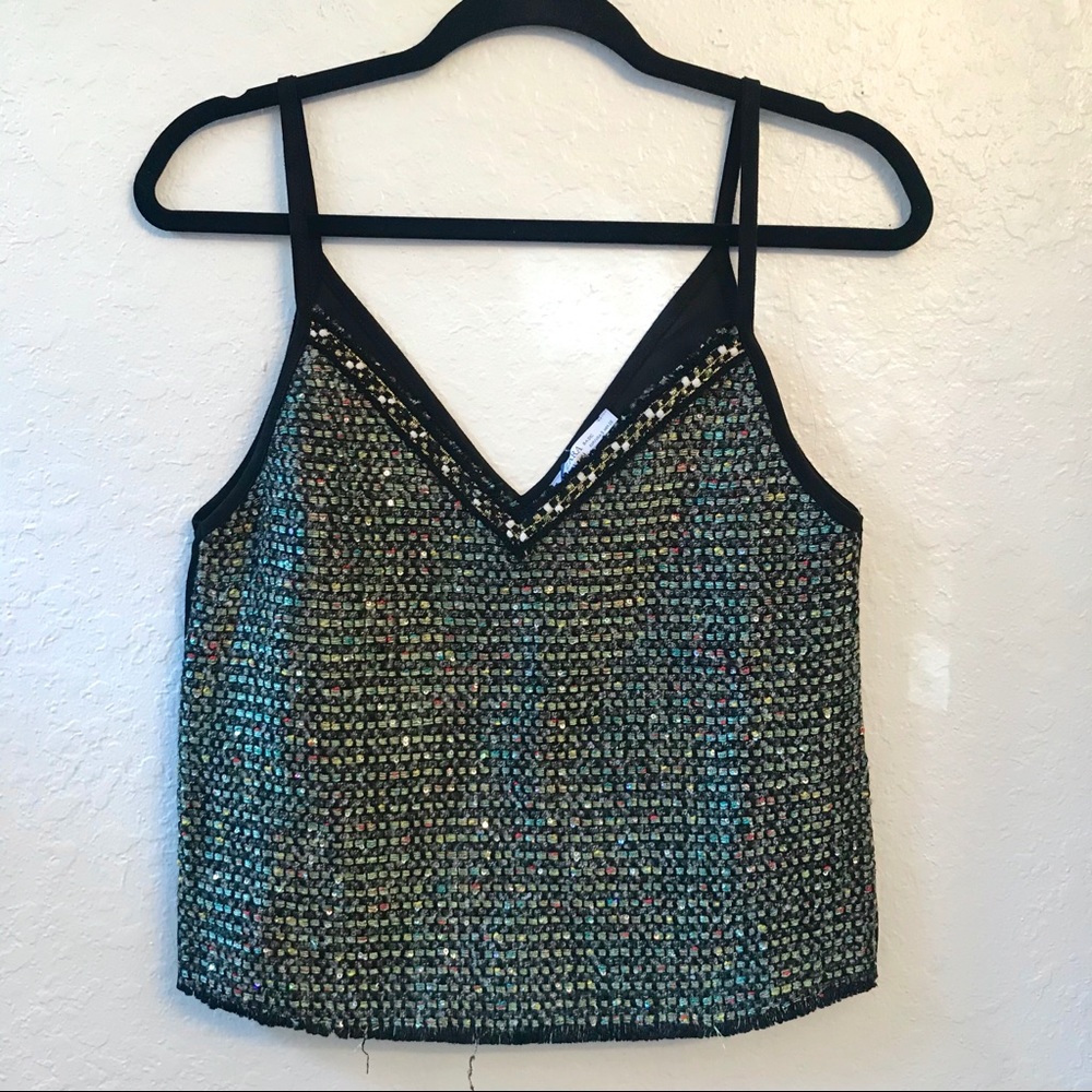 Zara Basics Tweed Woven Multi-Color Sparkley Cami